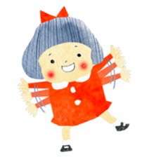 Girl of red cheeks and ribbon sticker #11188196