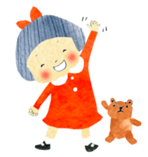 Girl of red cheeks and ribbon sticker #11188197