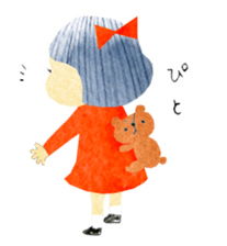 Girl of red cheeks and ribbon sticker #11188198