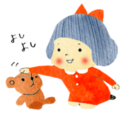 Girl of red cheeks and ribbon sticker #11188199