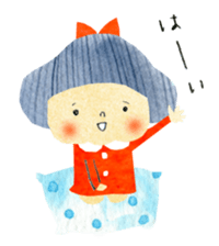 Girl of red cheeks and ribbon sticker #11188201