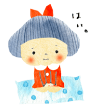 Girl of red cheeks and ribbon sticker #11188202