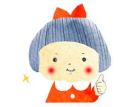 Girl of red cheeks and ribbon sticker #11188203