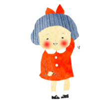 Girl of red cheeks and ribbon sticker #11188204