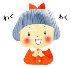 Girl of red cheeks and ribbon sticker #11188205