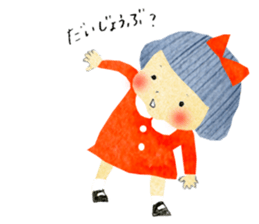 Girl of red cheeks and ribbon sticker #11188206