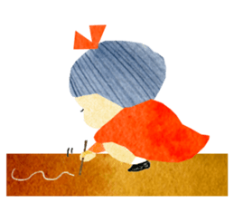 Girl of red cheeks and ribbon sticker #11188214