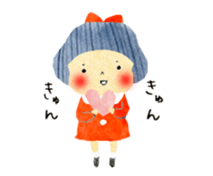 Girl of red cheeks and ribbon sticker #11188217