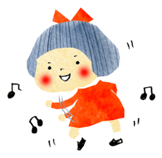 Girl of red cheeks and ribbon sticker #11188220