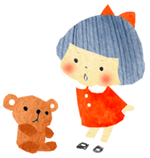 Girl of red cheeks and ribbon sticker #11188221