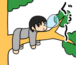 Sleeping Japanese man sticker #11196358