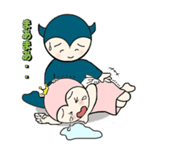 little wimp devil and little cute angel sticker #11211112