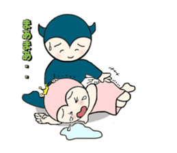 little wimp devil and little cute angel sticker #11211112