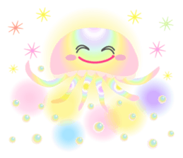The jellyfish shining in rainbow color sticker #11220882