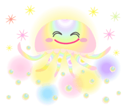 The jellyfish shining in rainbow color sticker #11220882