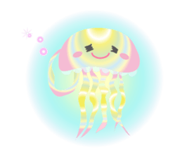 The jellyfish shining in rainbow color sticker #11220883