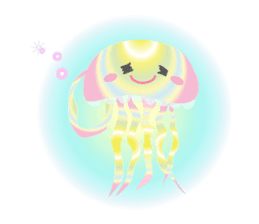 The jellyfish shining in rainbow color sticker #11220883