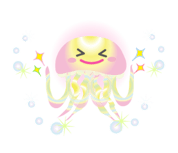 The jellyfish shining in rainbow color sticker #11220884