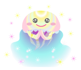 The jellyfish shining in rainbow color sticker #11220885