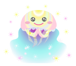 The jellyfish shining in rainbow color sticker #11220885