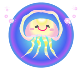 The jellyfish shining in rainbow color sticker #11220887