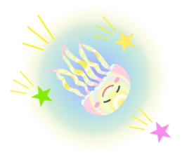 The jellyfish shining in rainbow color sticker #11220889