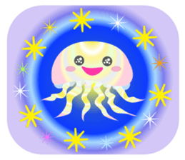 The jellyfish shining in rainbow color sticker #11220890