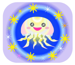 The jellyfish shining in rainbow color sticker #11220890