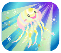 The jellyfish shining in rainbow color sticker #11220891