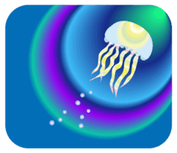 The jellyfish shining in rainbow color sticker #11220893
