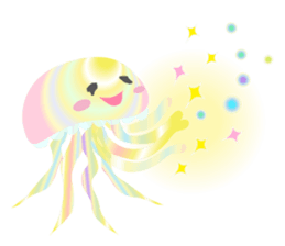 The jellyfish shining in rainbow color sticker #11220894