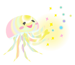 The jellyfish shining in rainbow color sticker #11220894