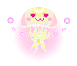 The jellyfish shining in rainbow color sticker #11220895