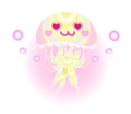 The jellyfish shining in rainbow color sticker #11220895