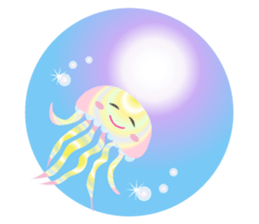 The jellyfish shining in rainbow color sticker #11220896