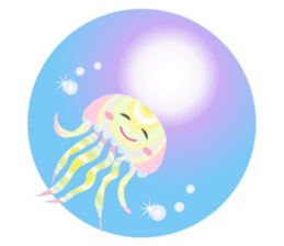 The jellyfish shining in rainbow color sticker #11220896