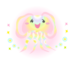 The jellyfish shining in rainbow color sticker #11220900