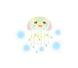 The jellyfish shining in rainbow color sticker #11220901
