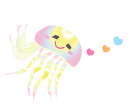 The jellyfish shining in rainbow color sticker #11220904