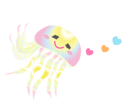 The jellyfish shining in rainbow color sticker #11220904