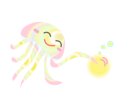 The jellyfish shining in rainbow color sticker #11220906