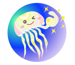 The jellyfish shining in rainbow color sticker #11220907