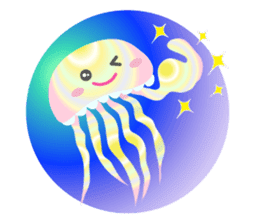The jellyfish shining in rainbow color sticker #11220907