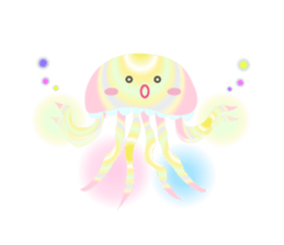 The jellyfish shining in rainbow color sticker #11220908