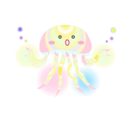 The jellyfish shining in rainbow color sticker #11220908