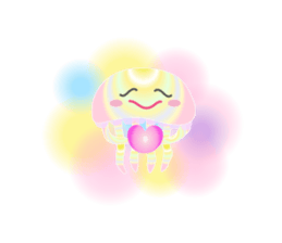 The jellyfish shining in rainbow color sticker #11220909