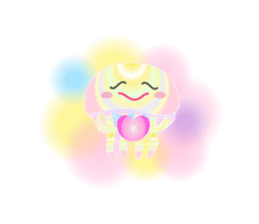 The jellyfish shining in rainbow color sticker #11220909