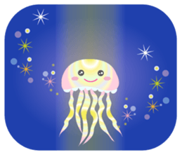 The jellyfish shining in rainbow color sticker #11220910