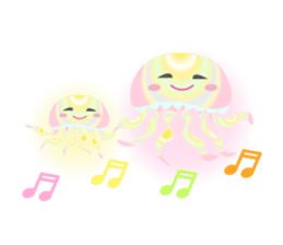The jellyfish shining in rainbow color sticker #11220912