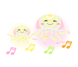 The jellyfish shining in rainbow color sticker #11220912